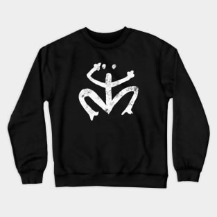 Taino Coqui Symbol - White Print - Distressed Look Crewneck Sweatshirt